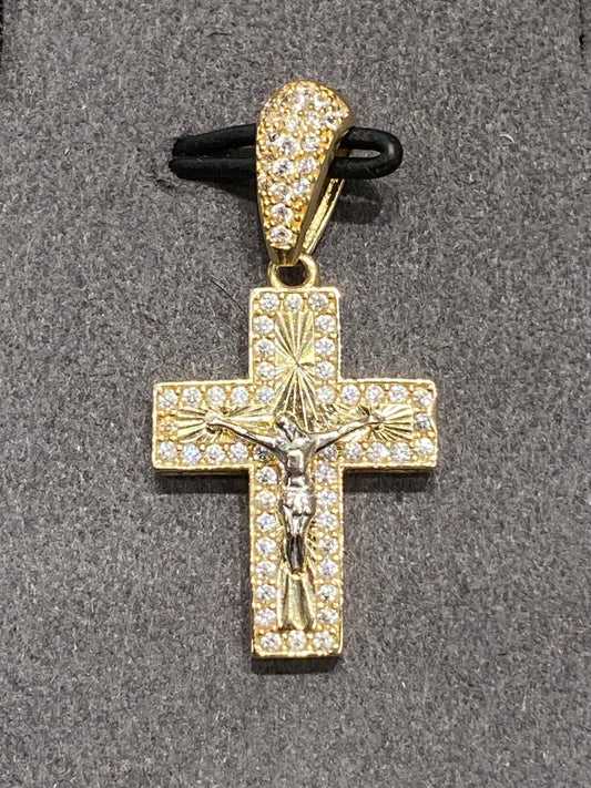 14k Two Tone Cross Pendant
