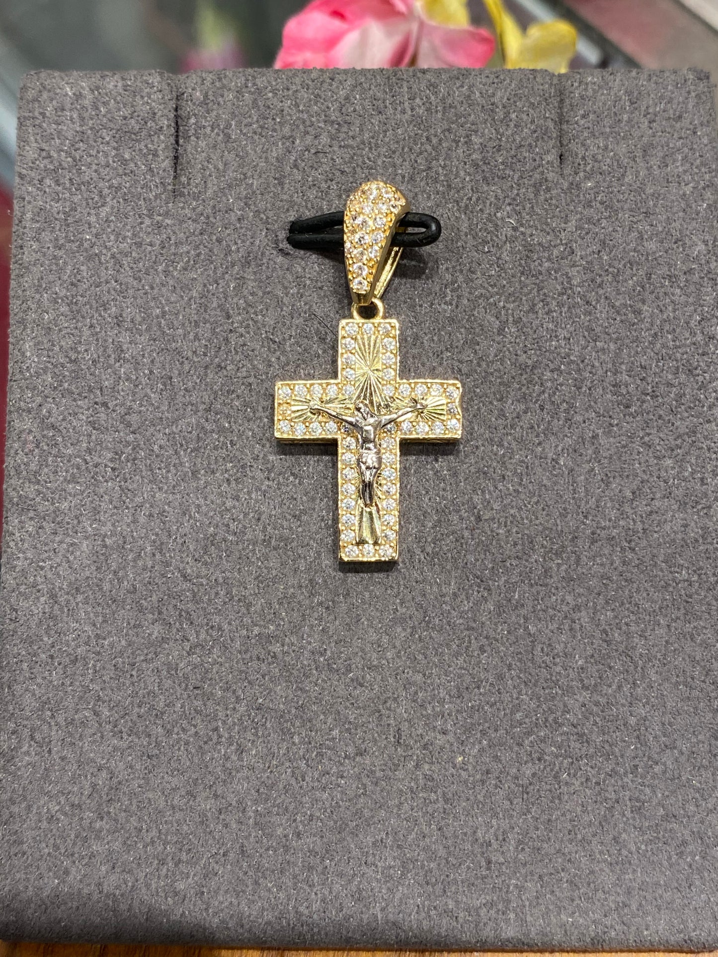 14k Two Tone Cross Pendant
