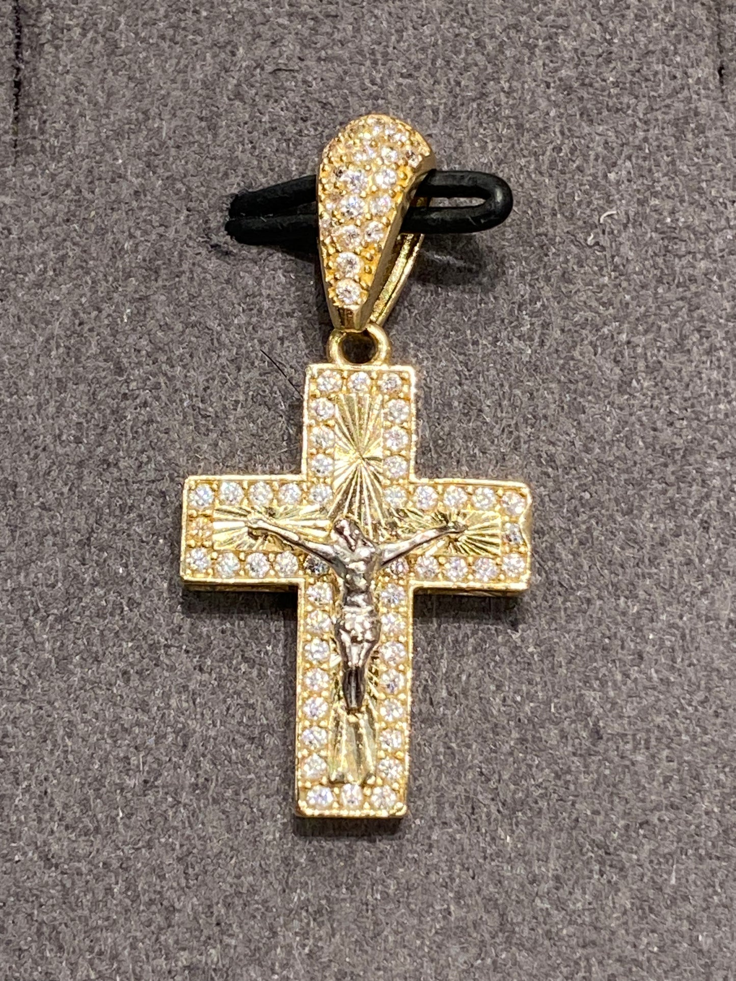 14k Two Tone Cross Pendant