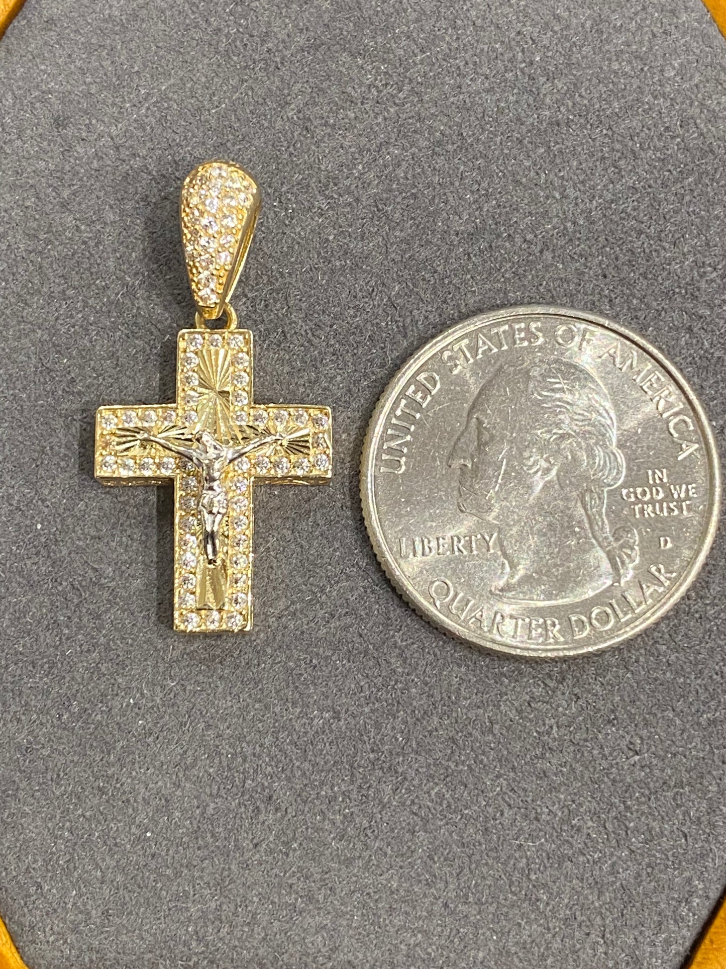 14k Two Tone Cross Pendant