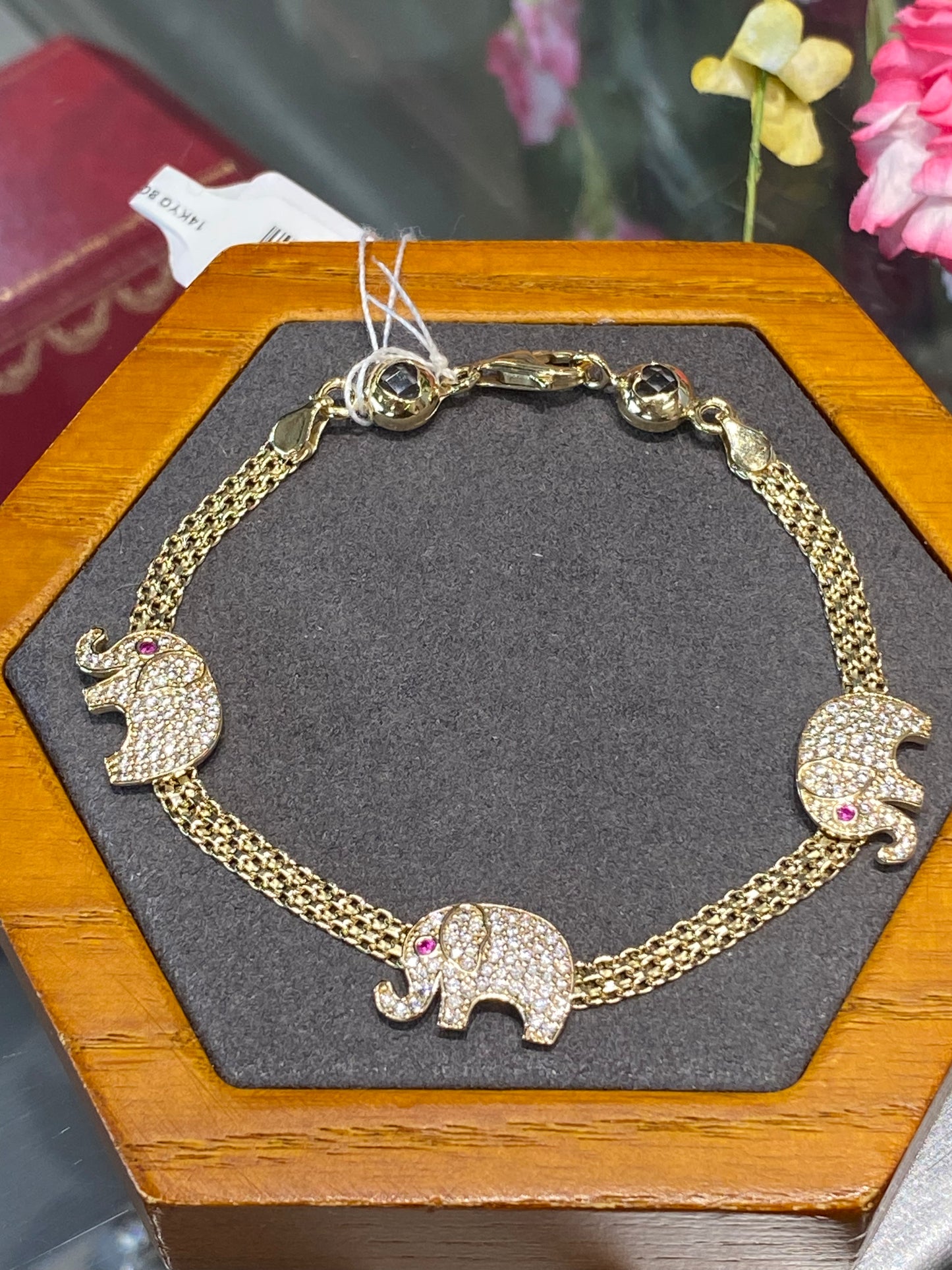 14k Yellow Gold Elephant Bracelet