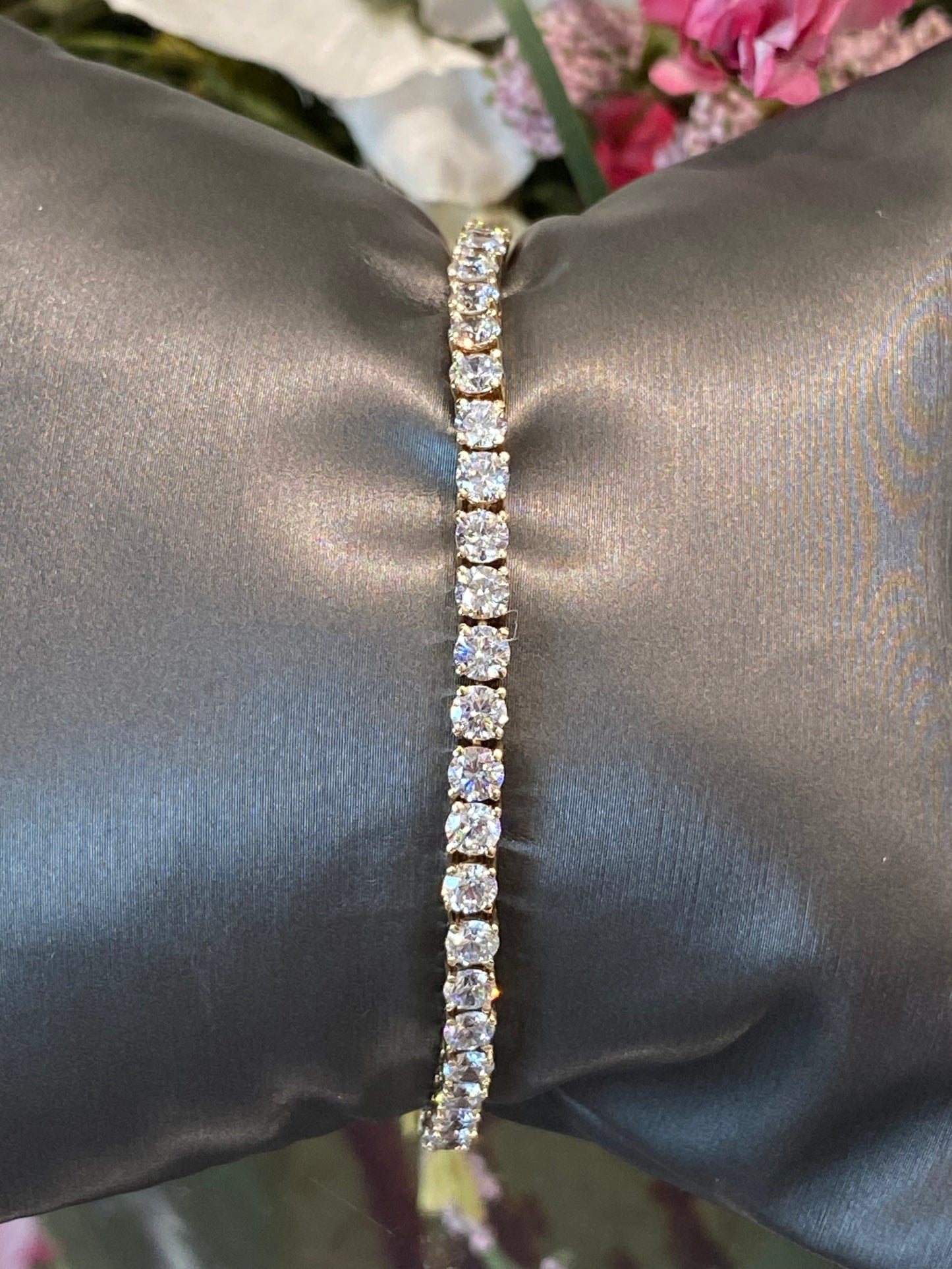 14k Yellow Gold Cubic Zirconia Tennis Bracelet