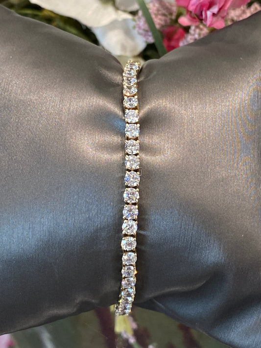 14k Yellow Gold Cubic Zirconia Tennis Bracelet