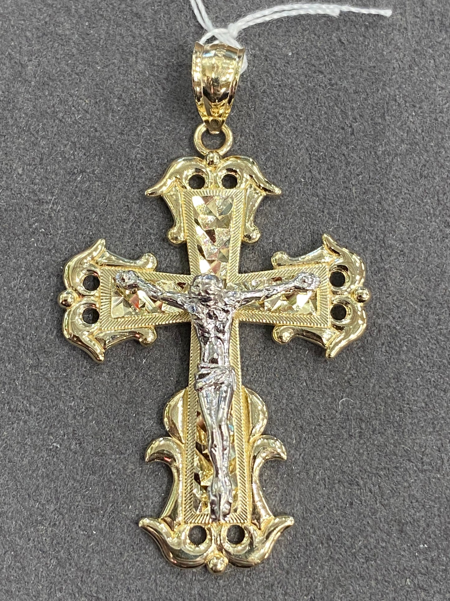 14k Two Tone Cross Pendant