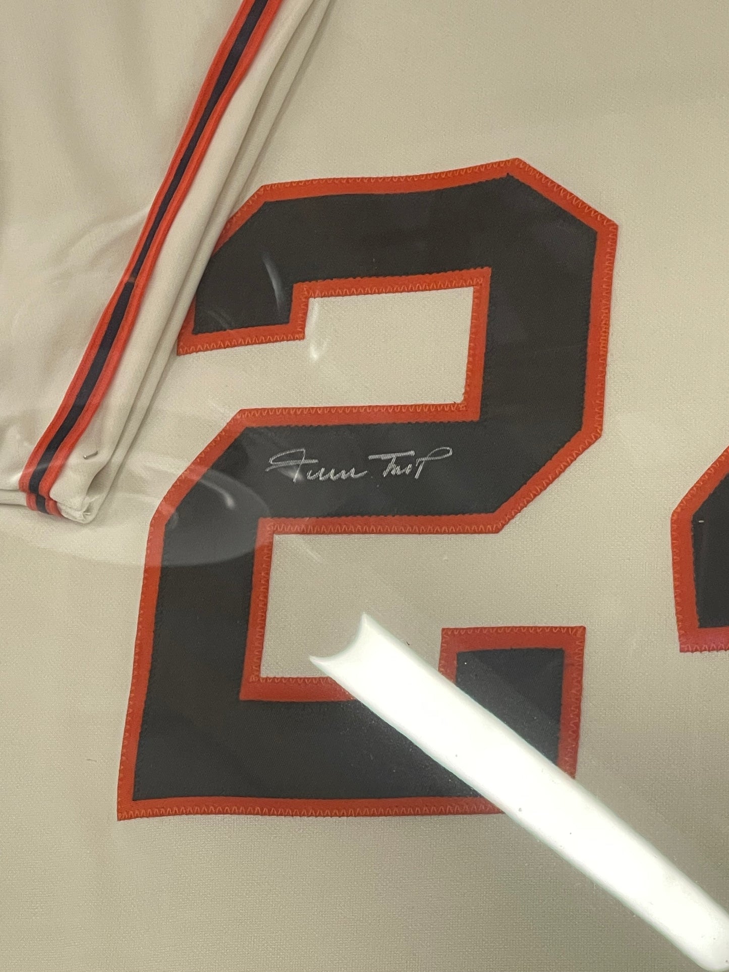 Framed Willie Mays signed jersey
