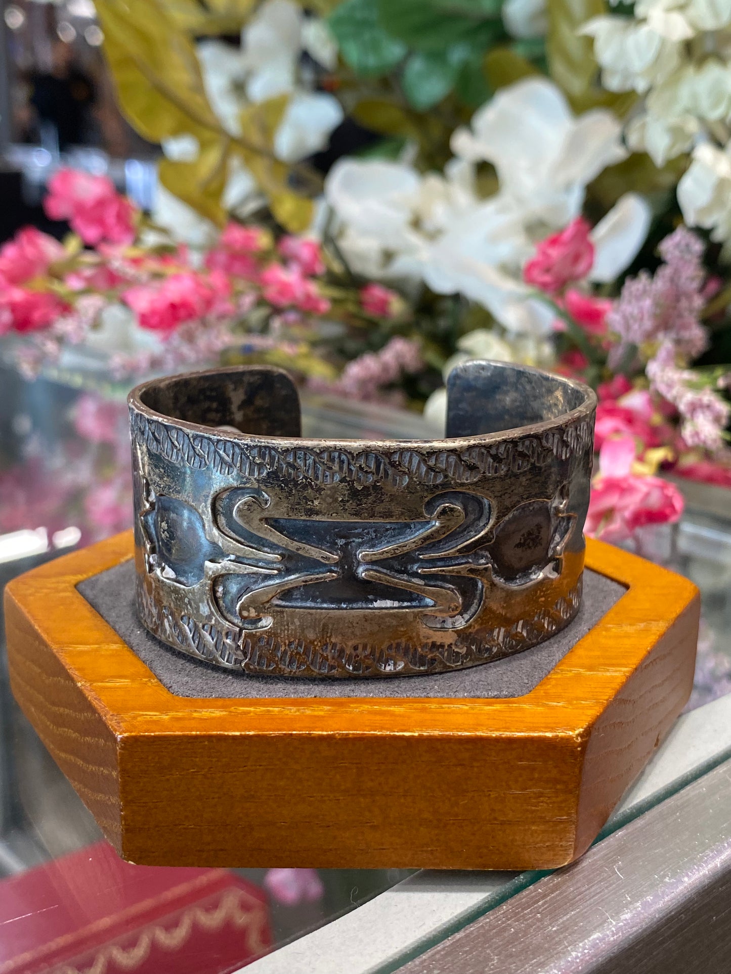Silver Cuff Bracelet With Design