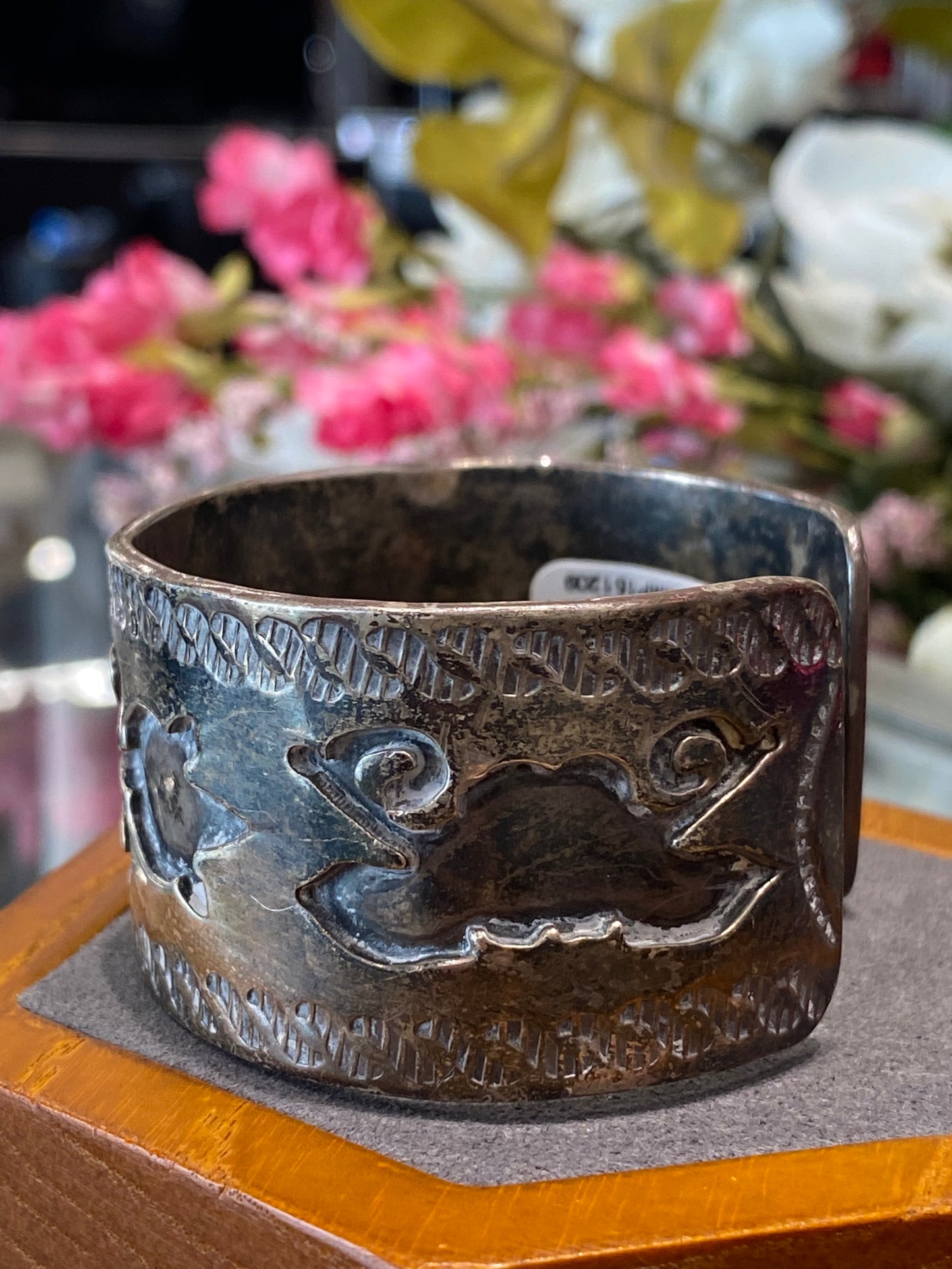 Silver Cuff Bracelet With Design
