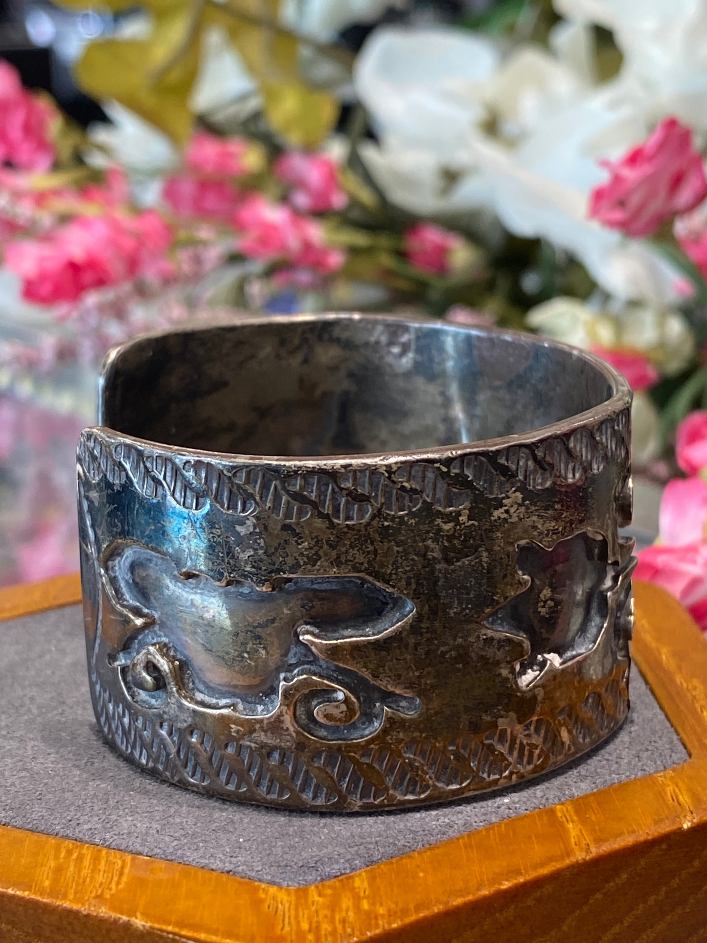 Silver Cuff Bracelet With Design