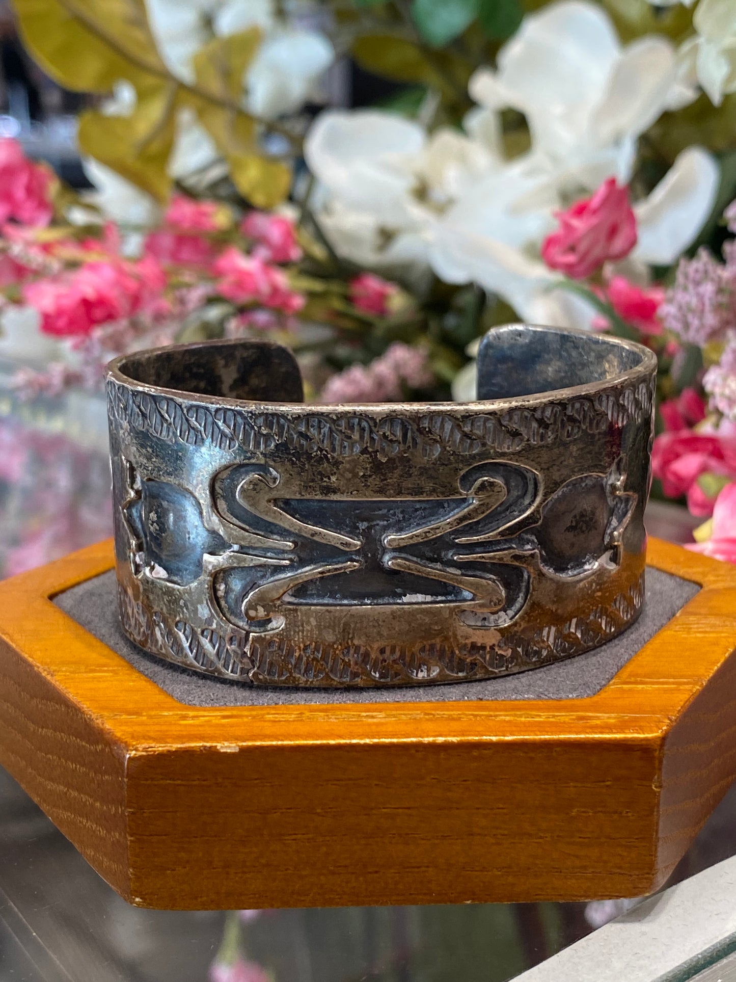 Silver Cuff Bracelet With Design