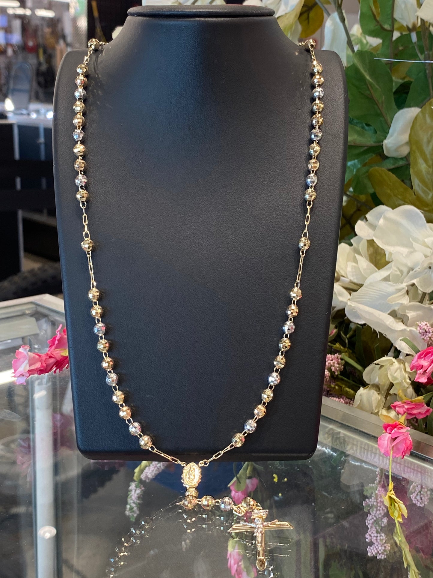14k Tri Gold Rosary