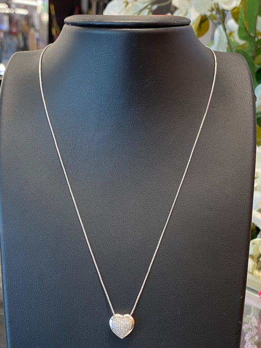 Silver Heart Diamond Chain
