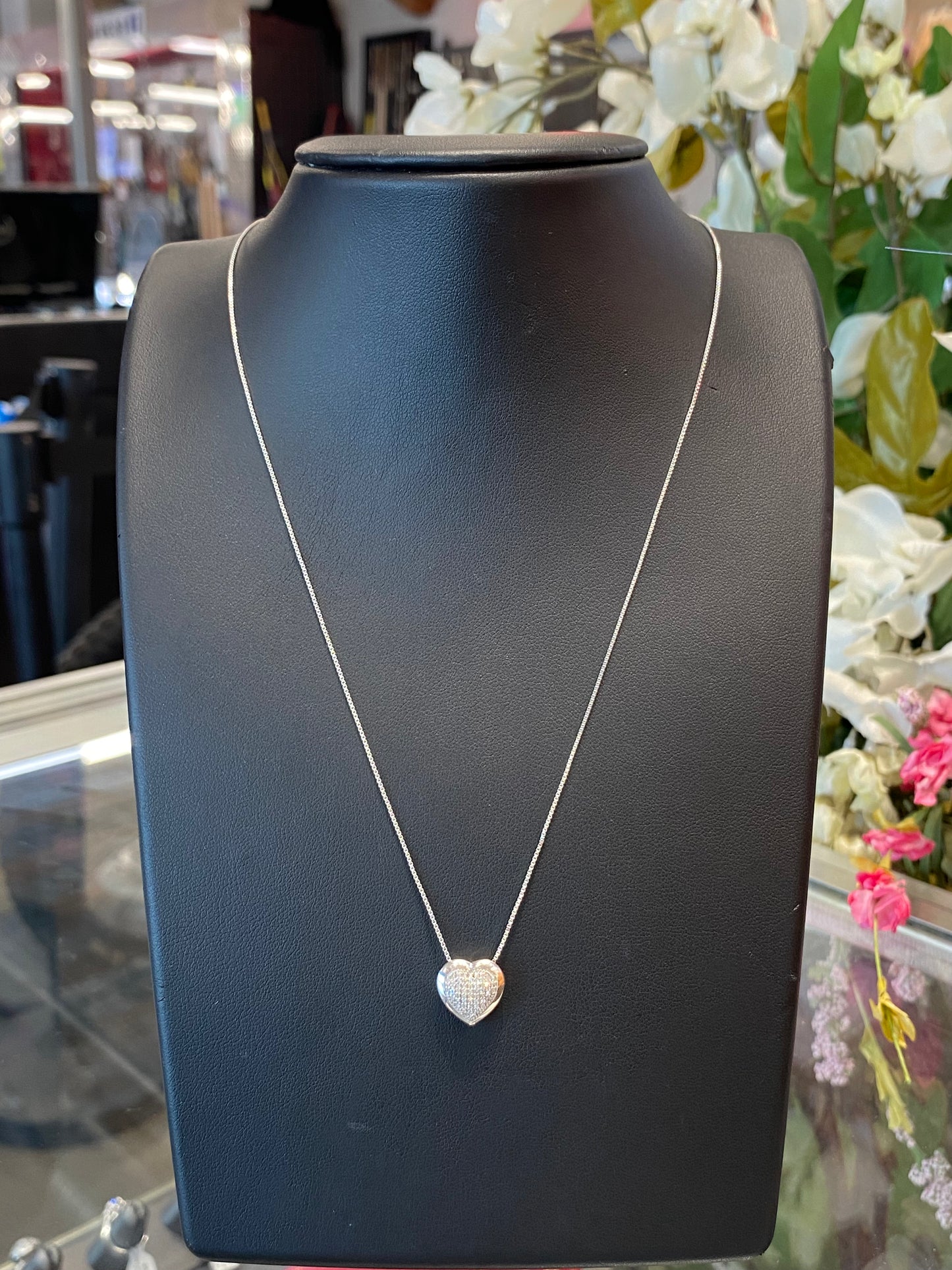 Silver Heart Diamond Chain