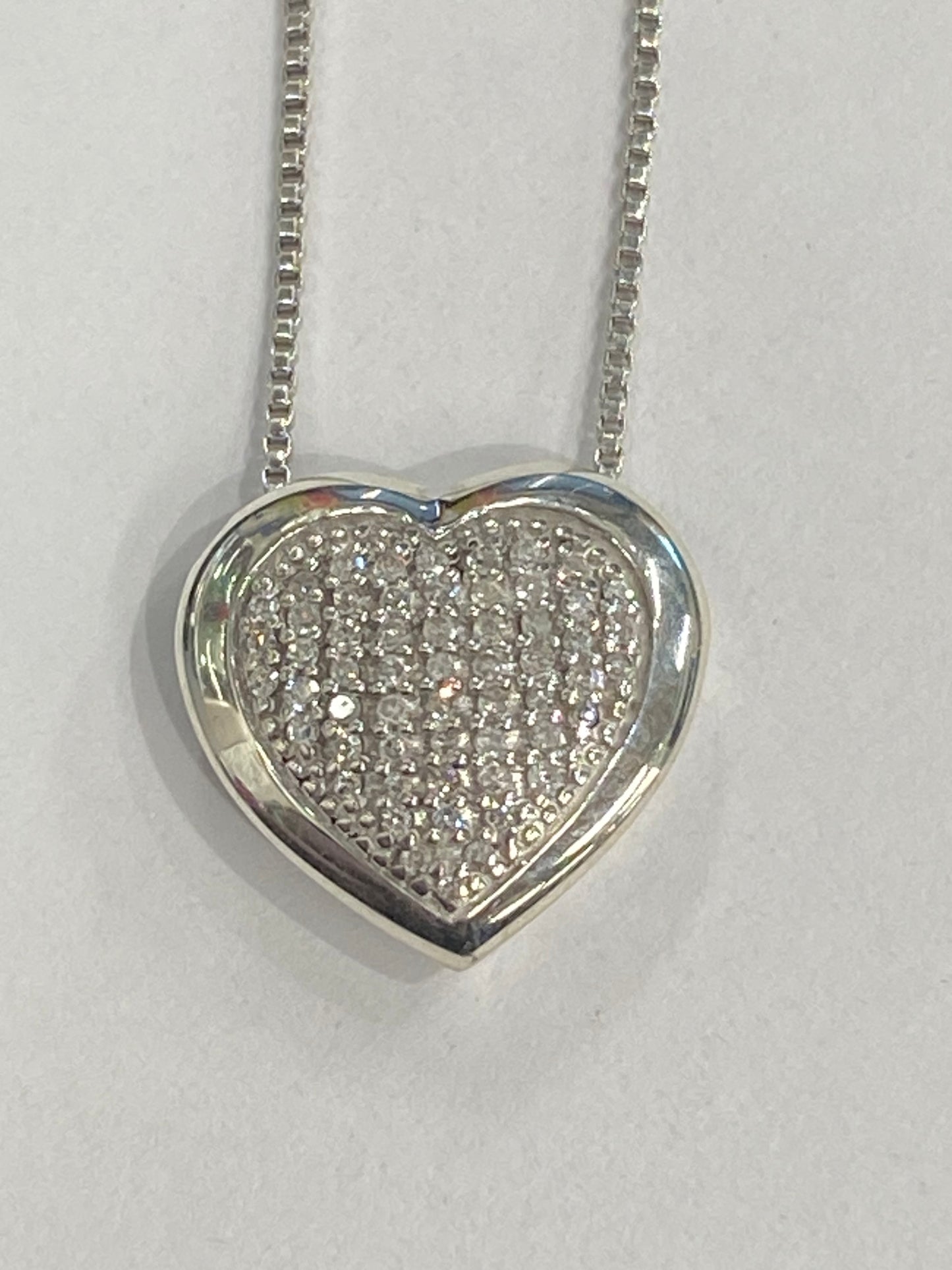 Silver Heart Diamond Chain