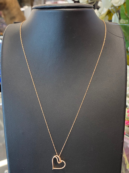14k Rose Gold Heart Chain