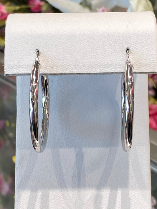 14k White Gold Hoop Earring