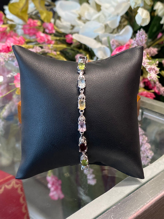 Silver Multi Stone Bracelet