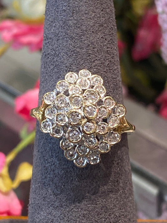 14k Yellow Gold Cluster Ring