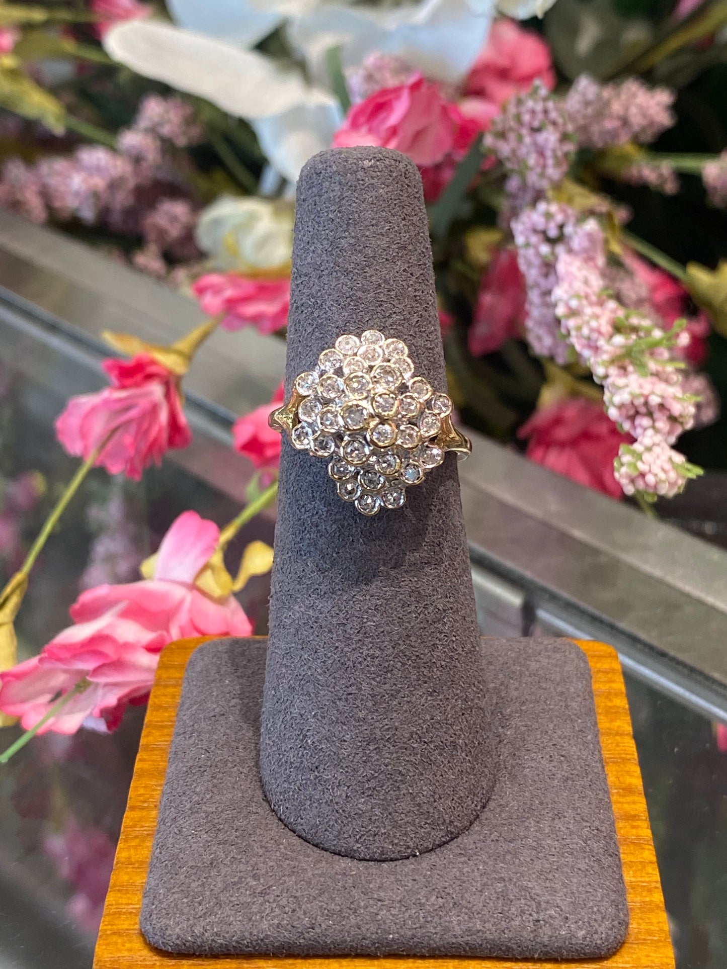 14k Yellow Gold Cluster Ring