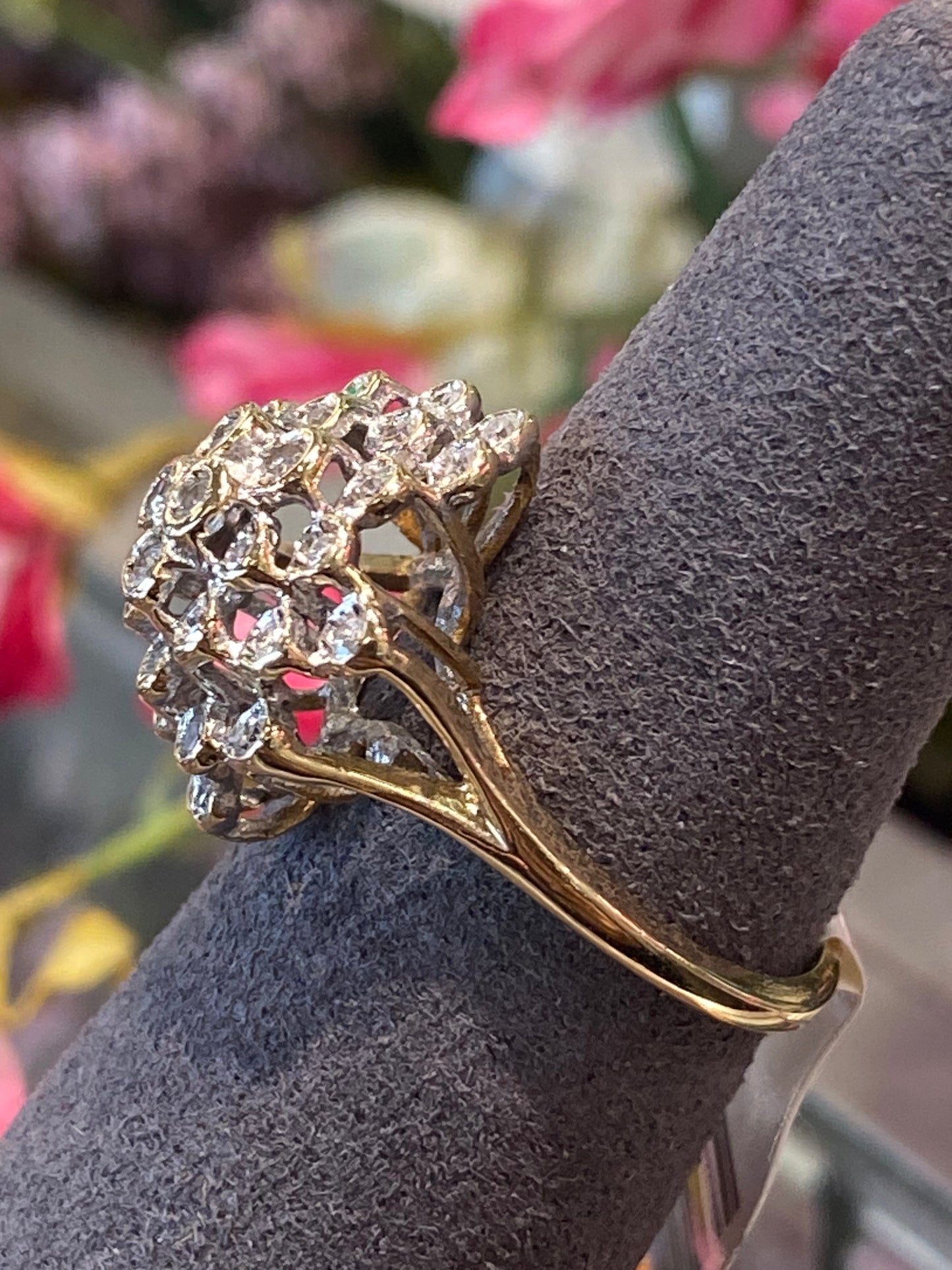 14k Yellow Gold Cluster Ring