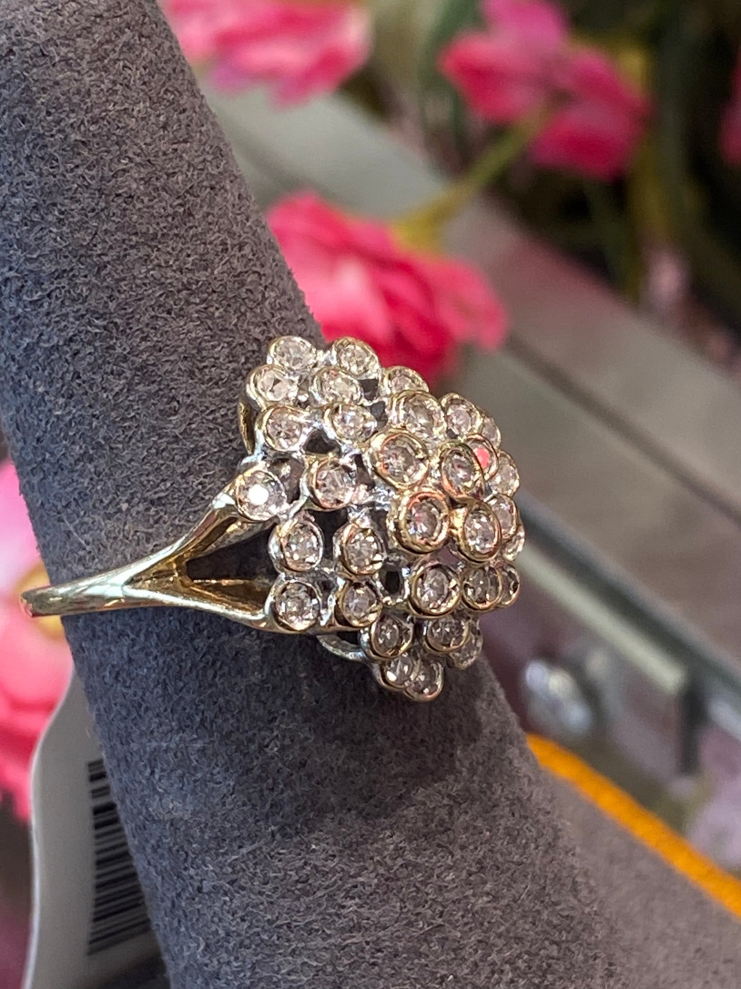 14k Yellow Gold Cluster Ring