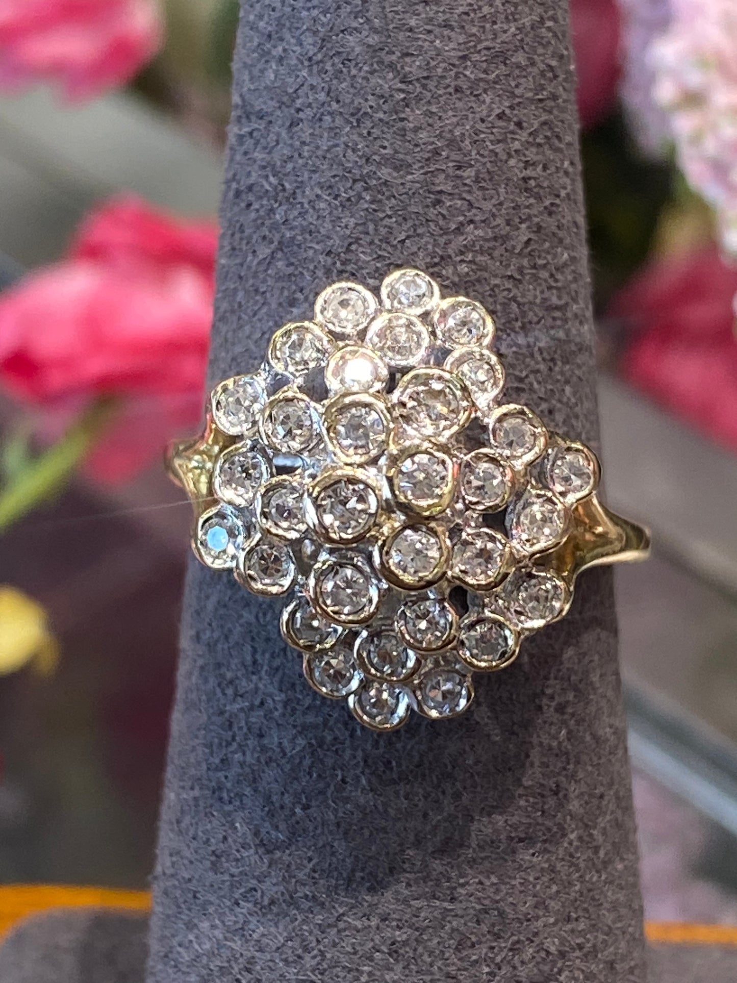 14k Yellow Gold Cluster Ring