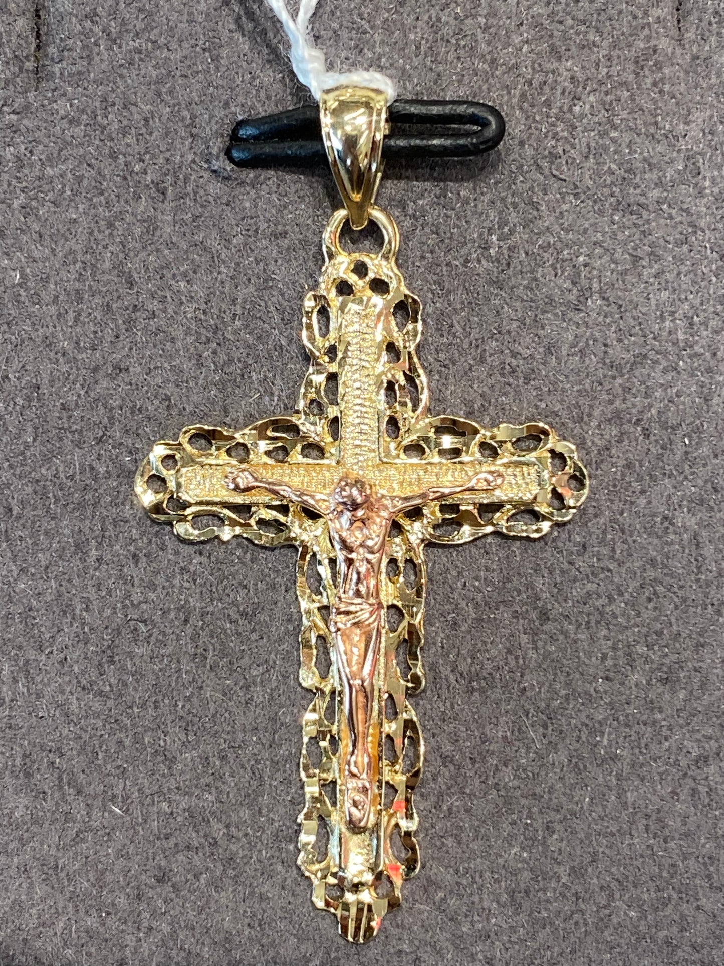 14k Two Tone Cross Pendant