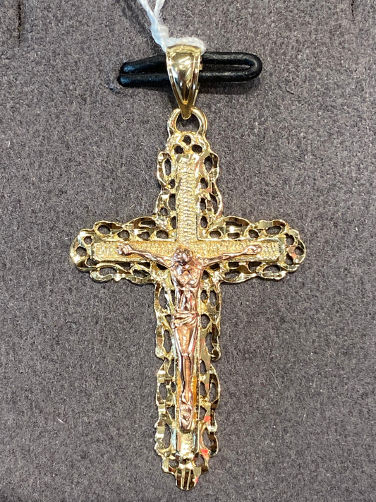 14k Two Tone Cross Pendant