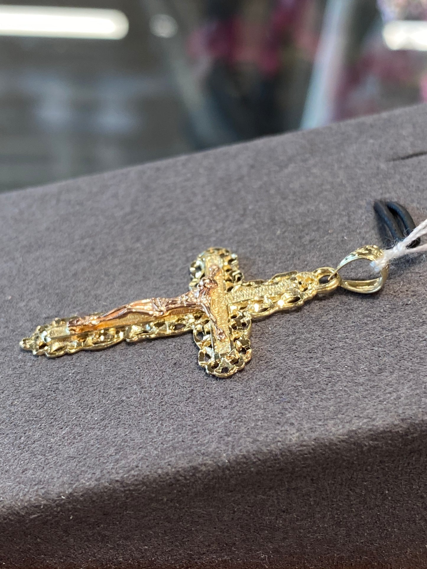 14k Two Tone Cross Pendant