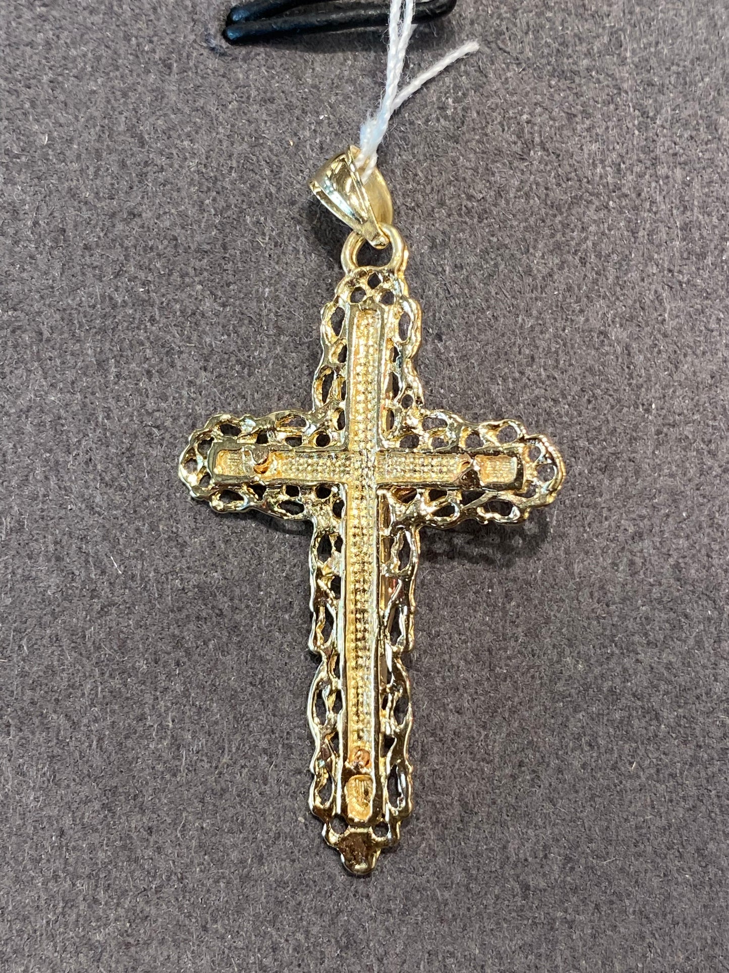 14k Two Tone Cross Pendant