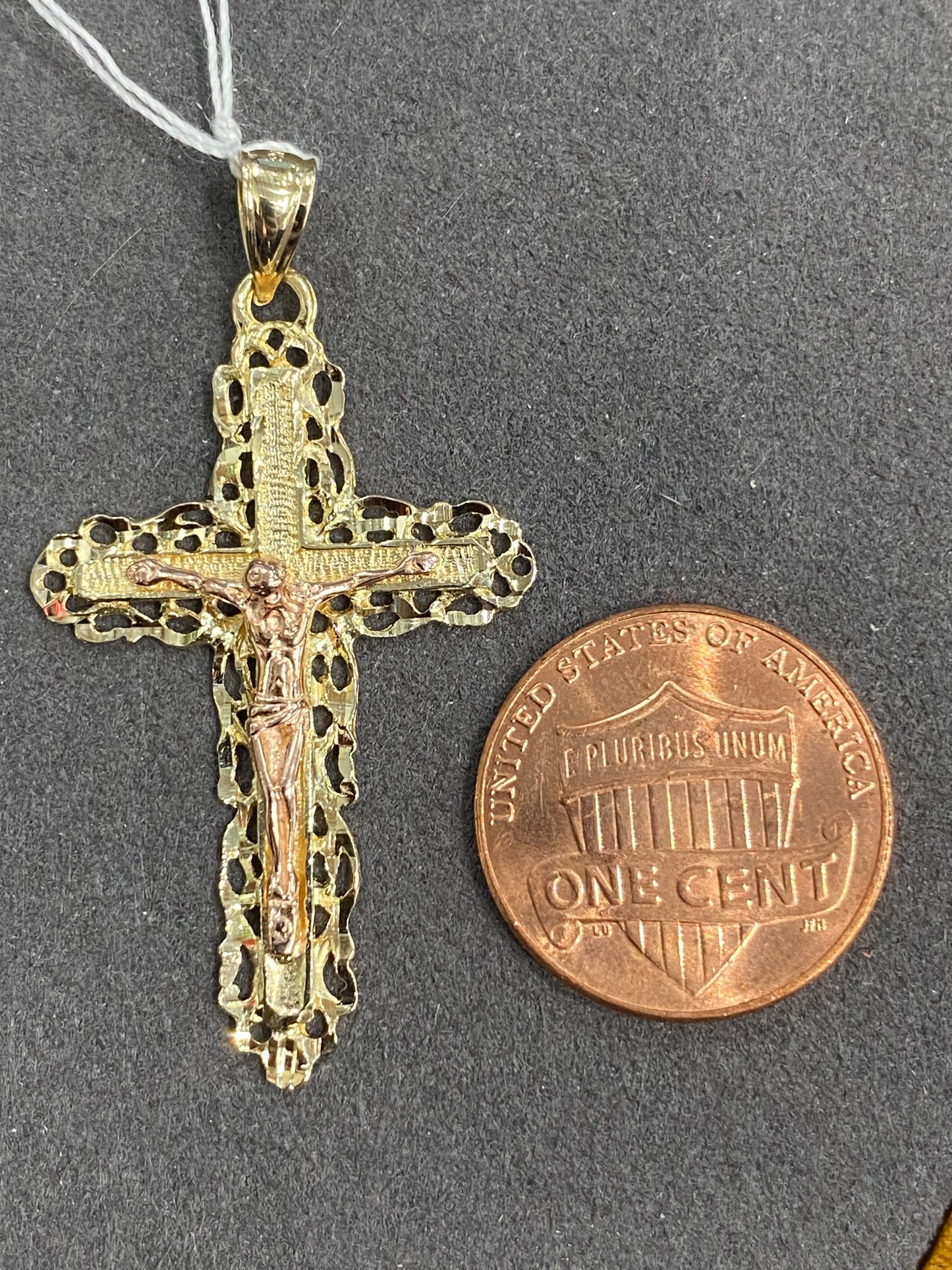 14k Two Tone Cross Pendant