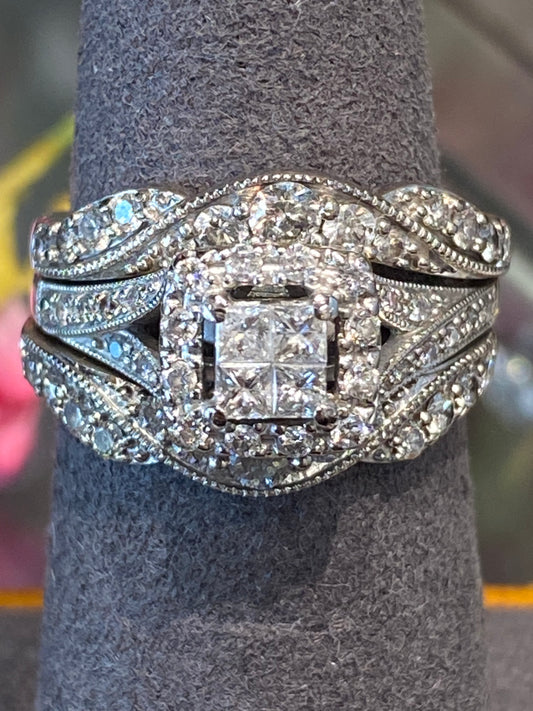 14k White Gold Diamond Wedding Set