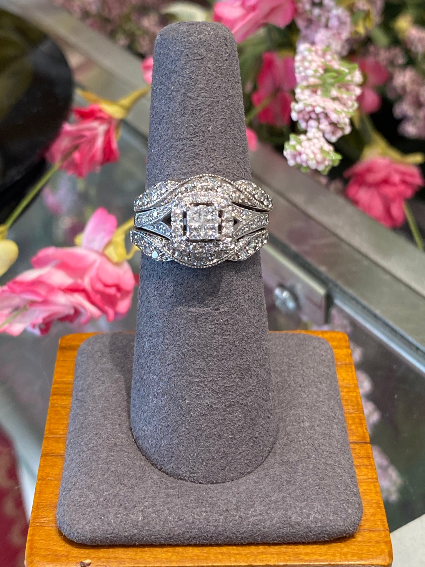 14k White Gold Diamond Wedding Set