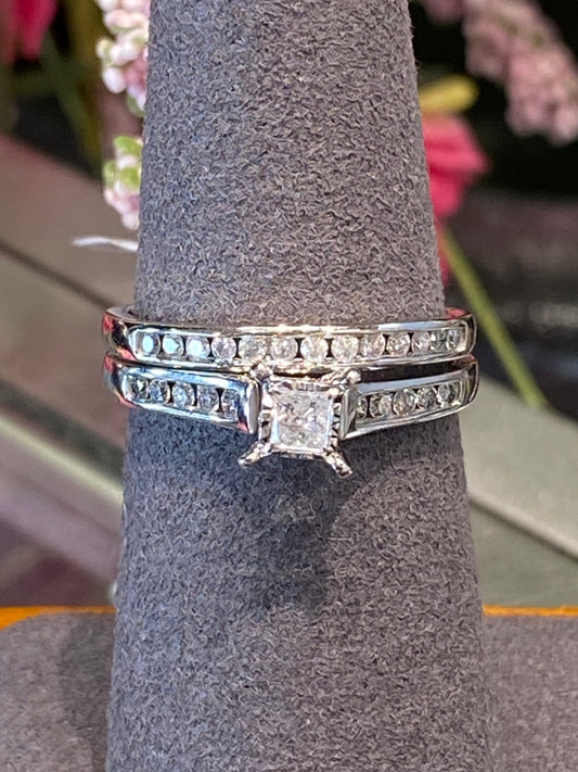 10k White Gold Diamond Wedding Set