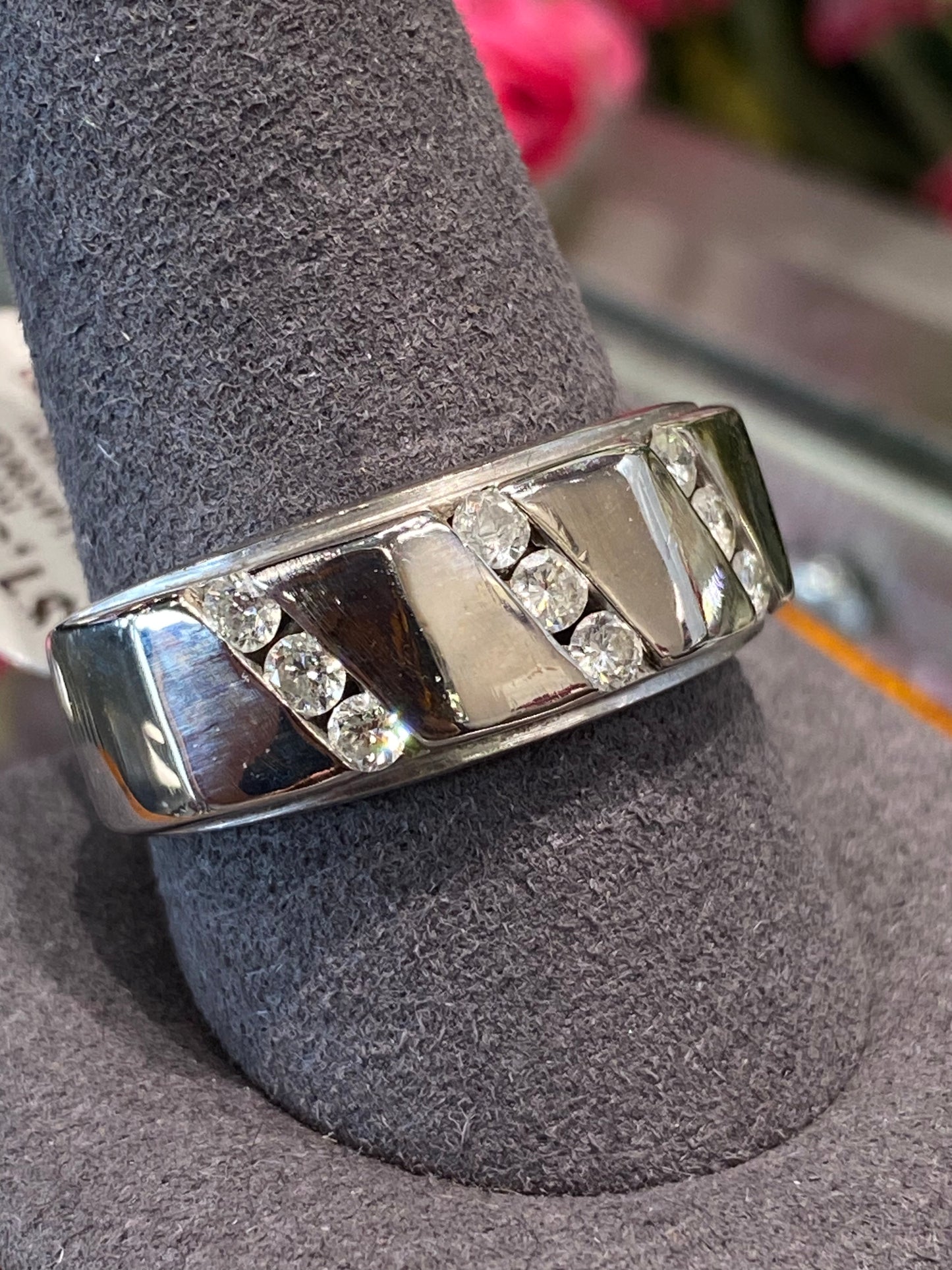 14k White Gold Diamond Band