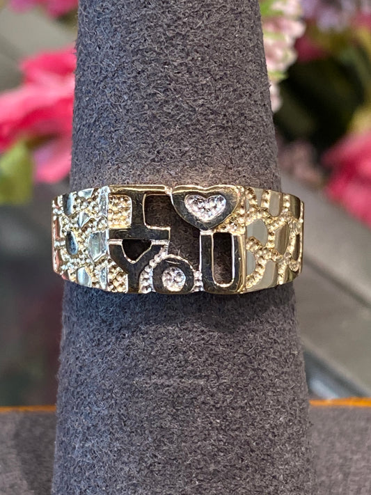 14k Two Tone Nugget Ring