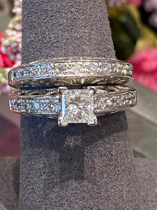 14k White Gold Diamond Wedding Set