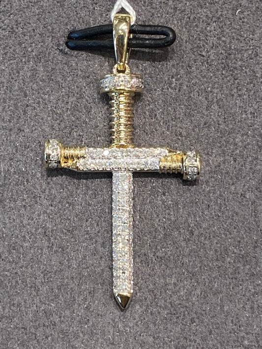 10k Yellow Gold Diamond Cross Pendant