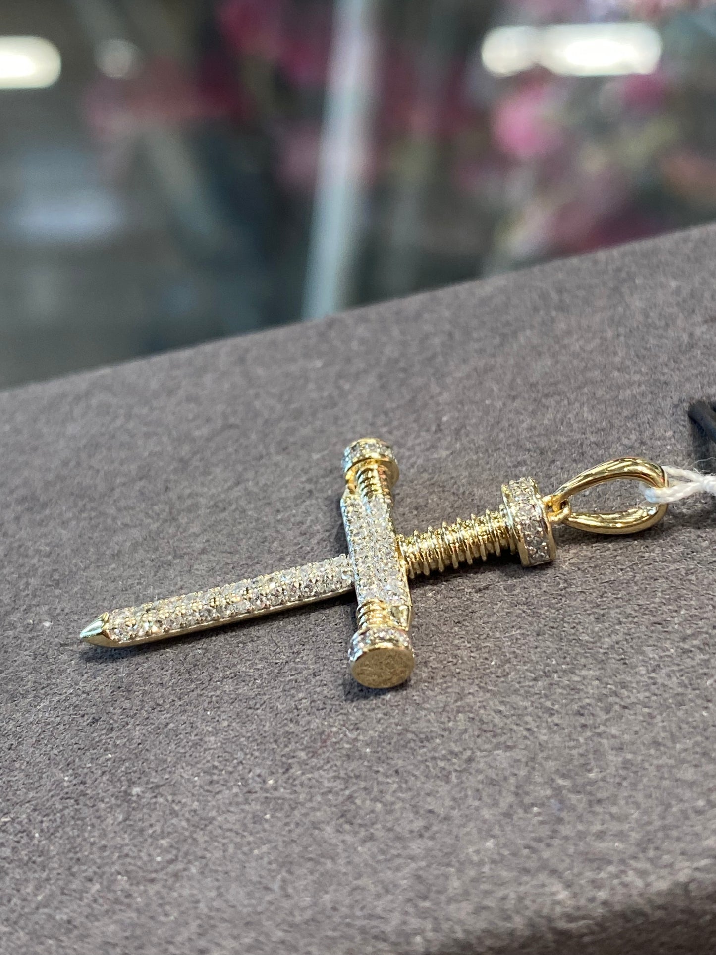 10k Yellow Gold Diamond Cross Pendant