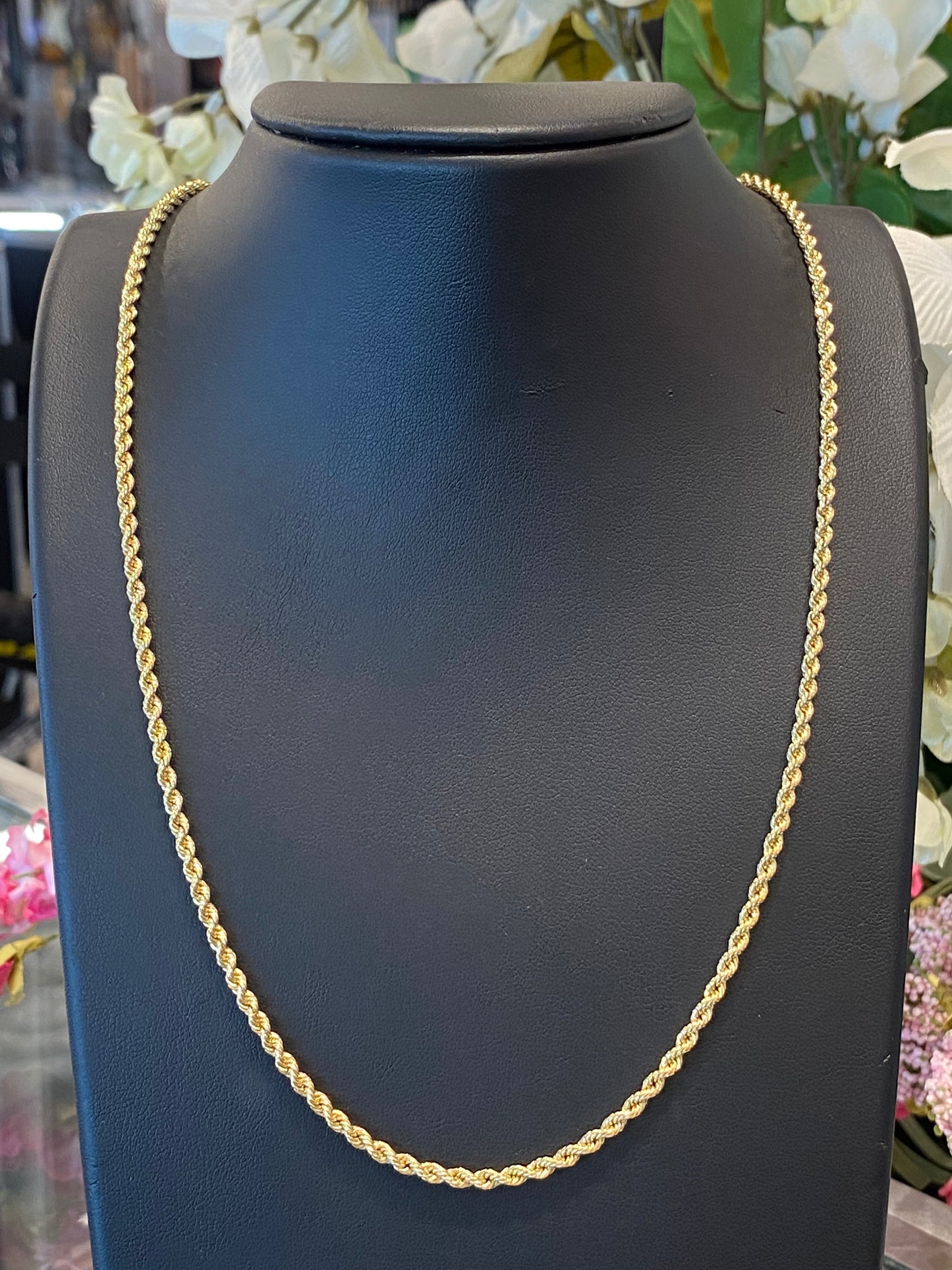 14k Yellow Gold Hollow Rope Chain