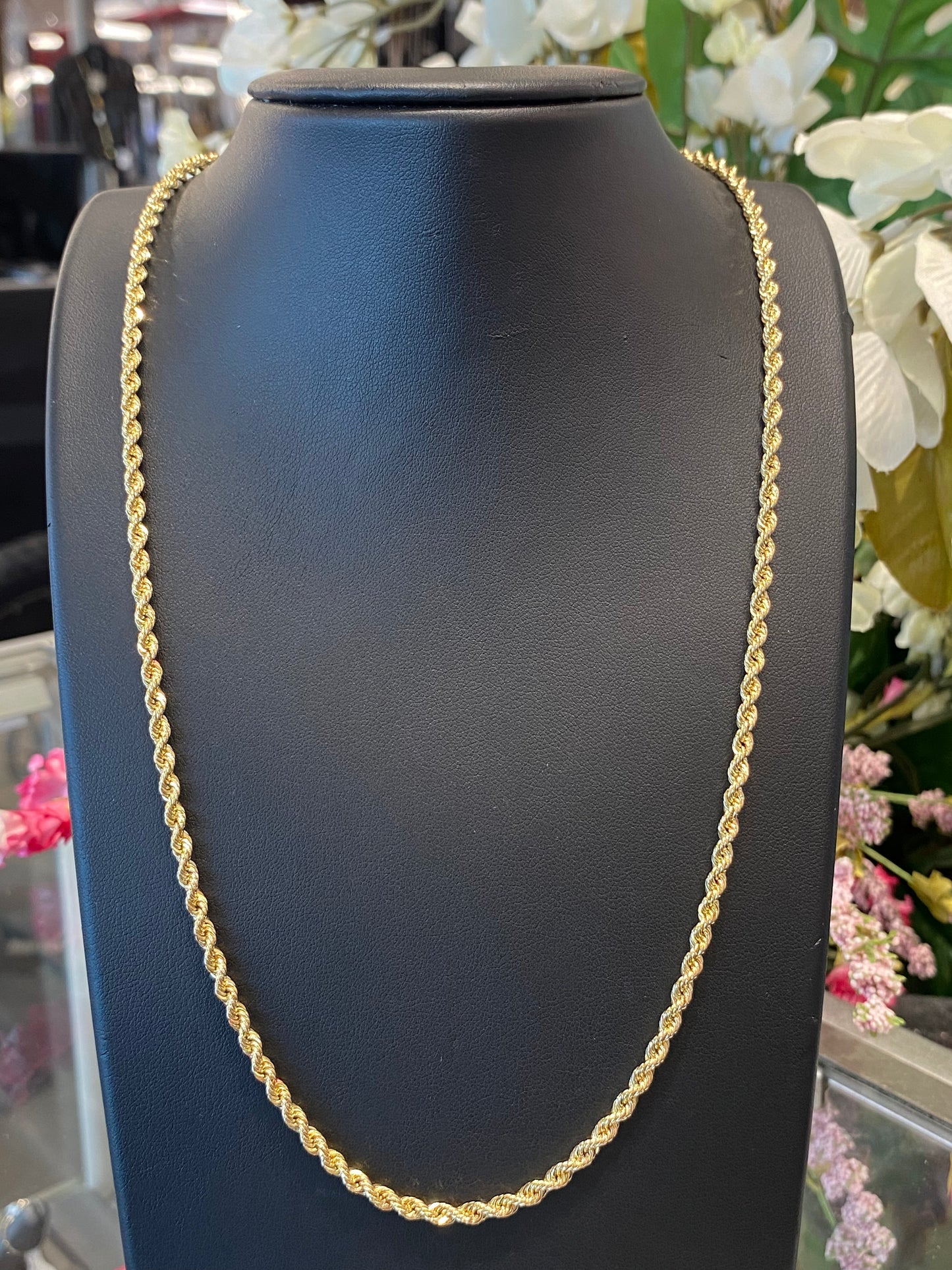 14k Yellow Gold Hollow Rope Chain