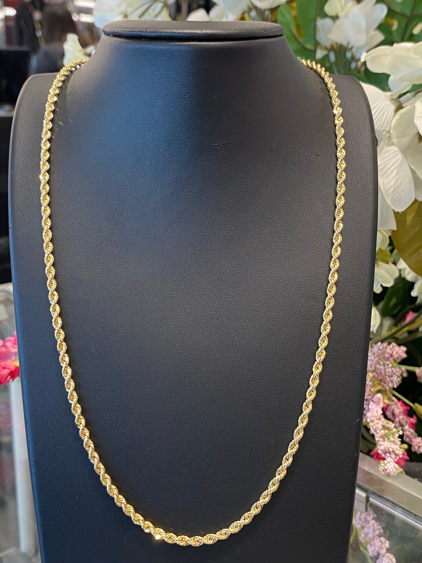 14k Yellow Gold Hollow Rope Chain