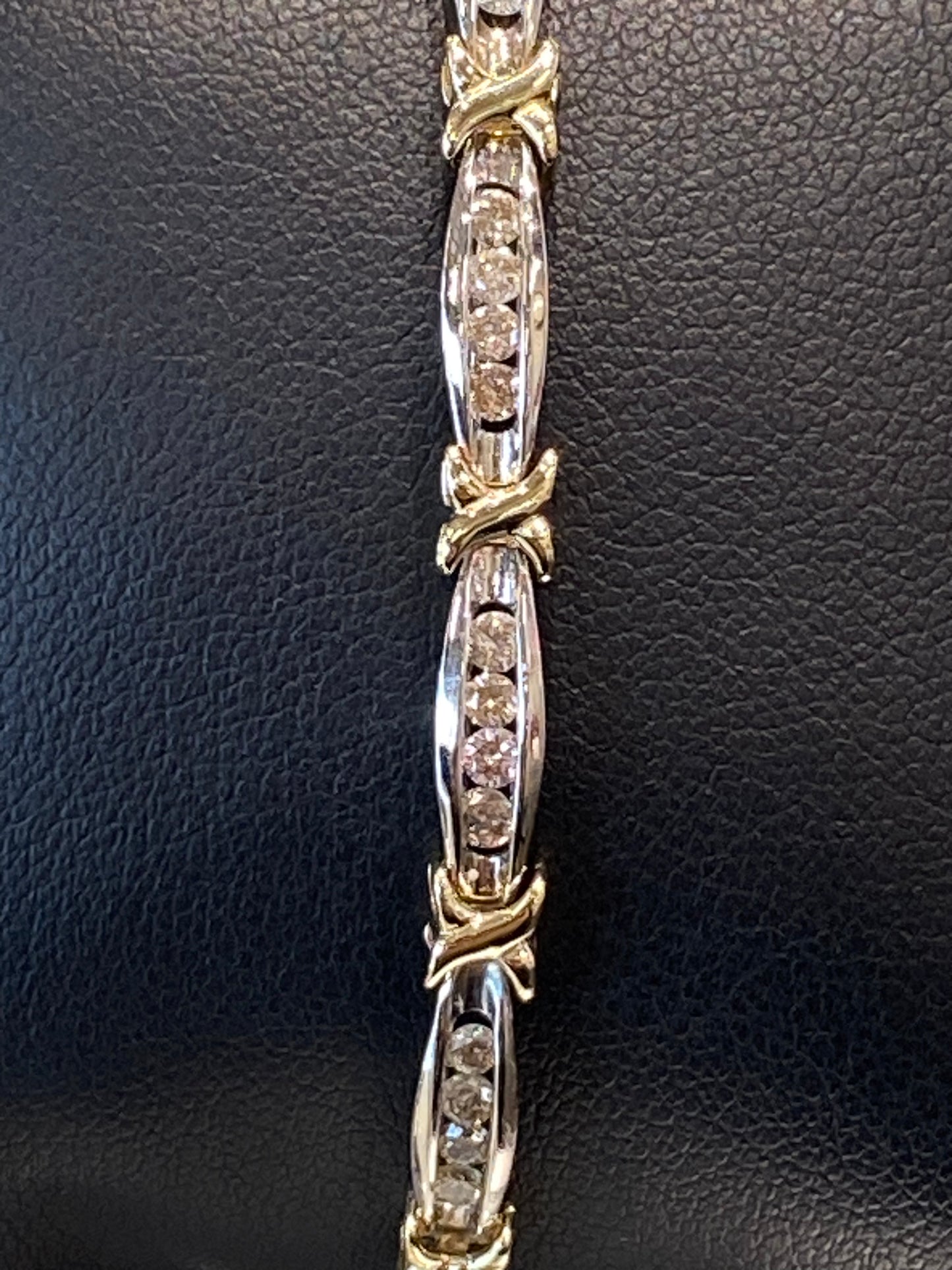 14k Two Tone Diamond Tennis Bracelet