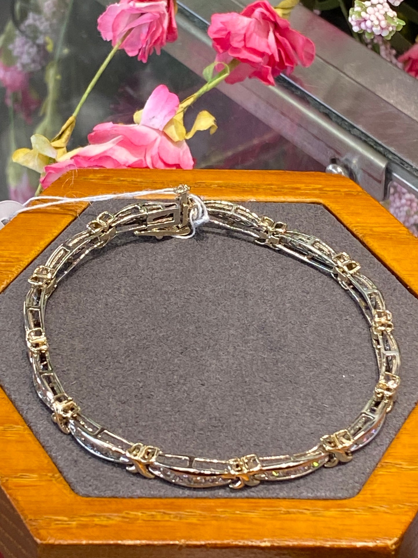 14k Two Tone Diamond Tennis Bracelet
