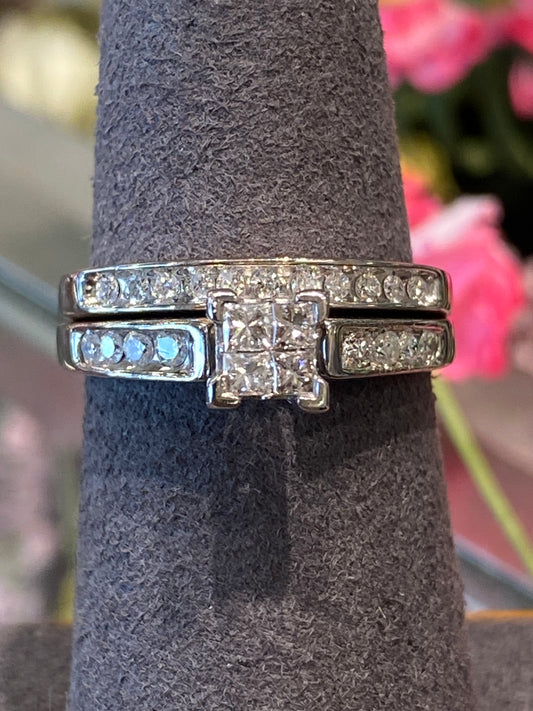10k White Gold Diamond Wedding Set