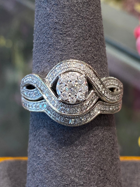 14k White Gold Diamond Wedding Set