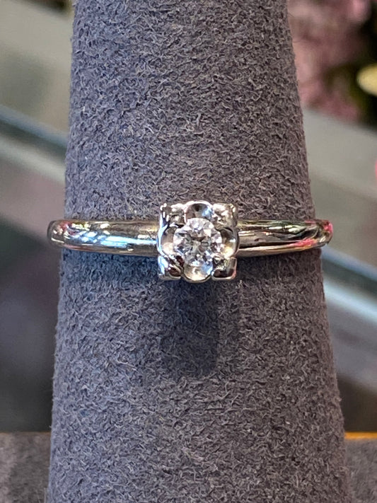 14k White Gold Engagement Ring