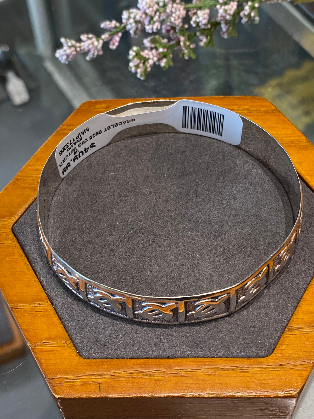 925 Silver Bangle With Turtle Design