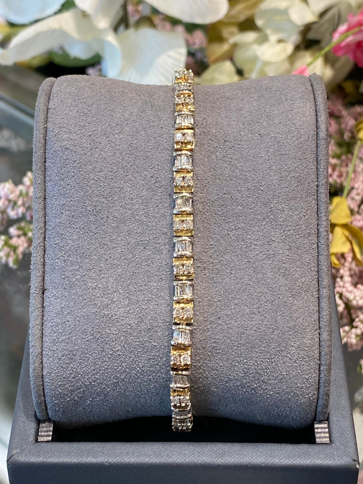 14k Two Tone Diamond Tennis Bracelet