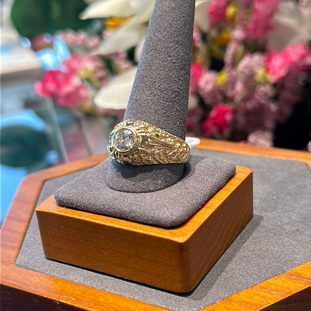 14k nugget ring w/diamond